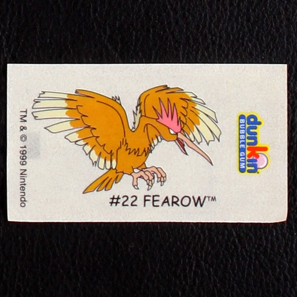 Fearow Pokemon 1999 No. 22 dunkin Bubble Gum Sticker