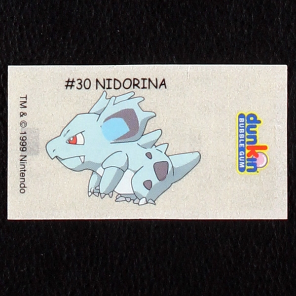 Nidorina Pokemon 1999 No. 30 dunkin Bubble Gum Sticker