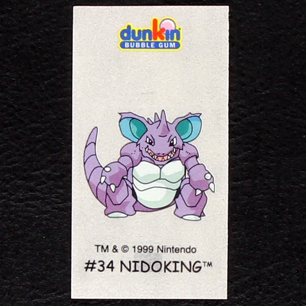 Nidoking Pokemon 1999 No. 34 dunkin Bubble Gum Sticker