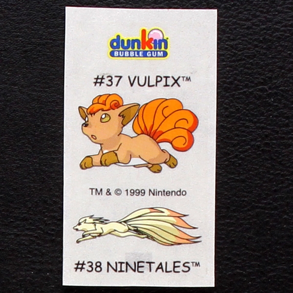 Vulpix-Ninetales Pokemon 1999 No. 37-38 dunkin Bubble Gum Sticker