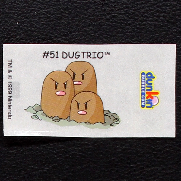 Dugtrio Pokemon 1999 No. 51 dunkin Bubble Gum Sticker