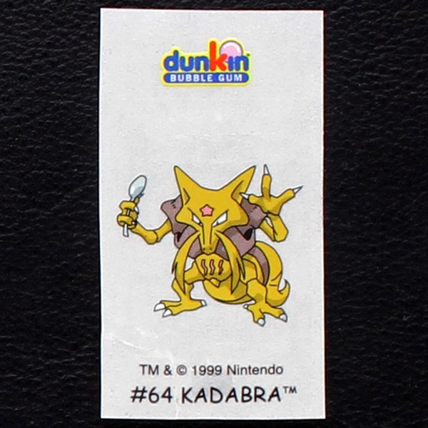Kadabra Pokemon 1999 No. 64 dunkin Bubble Gum Sticker