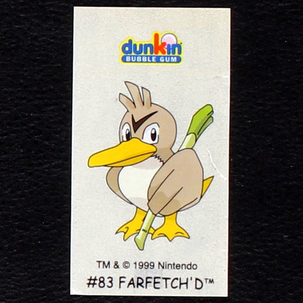Farfetchd  Pokemon 1999 No. 83 dunkin Bubble Gum Sticker