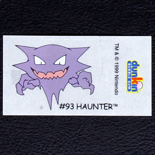 Haunter Pokemon 1999 No. 93 dunkin Bubble Gum Sticker