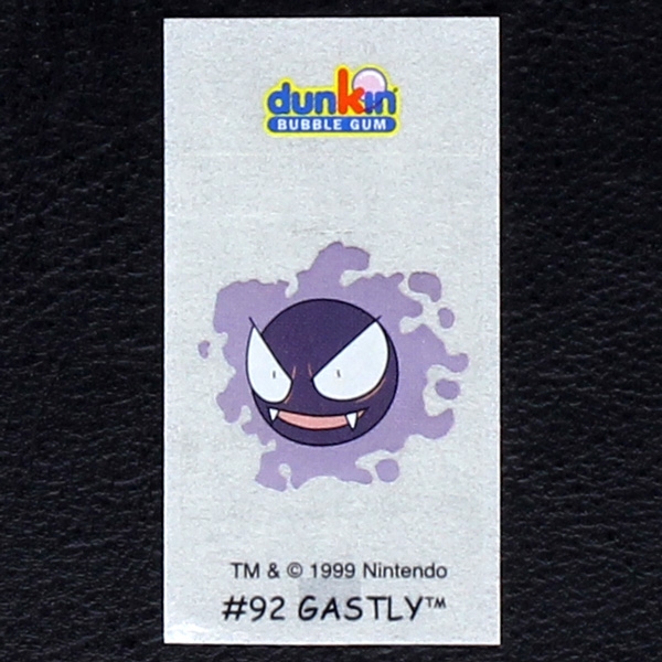 Gastly Pokemon 1999 No. 92 dunkin Bubble Gum Sticker
