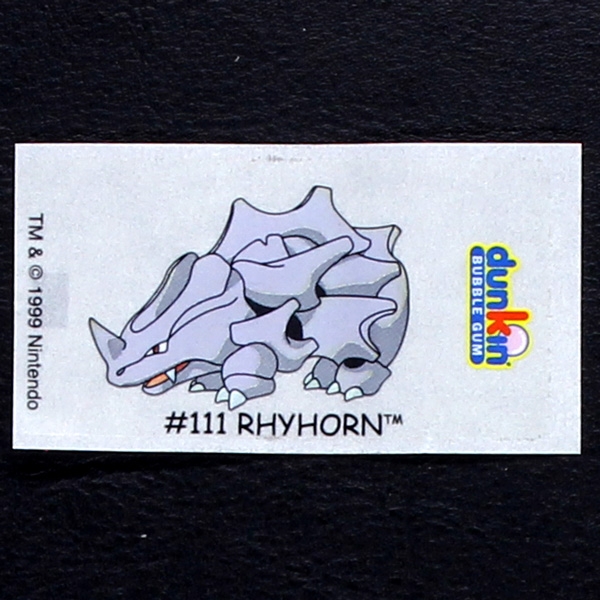 Rhyhorn Pokemon 1999 No. 111 dunkin Bubble Gum Sticker
