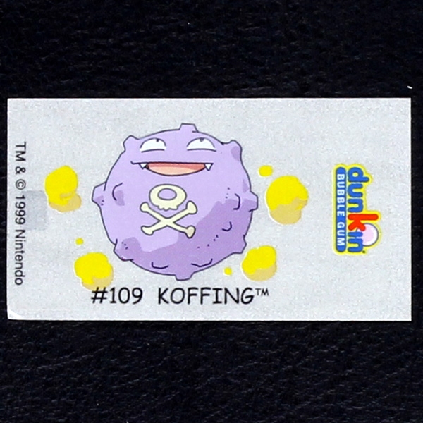 Koffing Pokemon 1999 No. 109 dunkin Bubble Gum Sticker