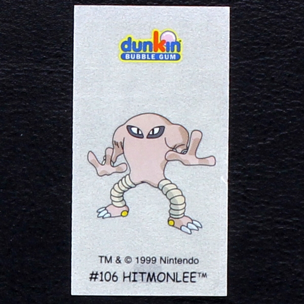 Hitmonlee Pokemon 1999 No. 106 dunkin Bubble Gum Sticker