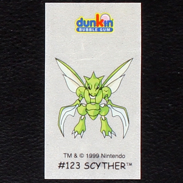 Scyther Pokemon 1999 No. 123 dunkin Bubble Gum Sticker