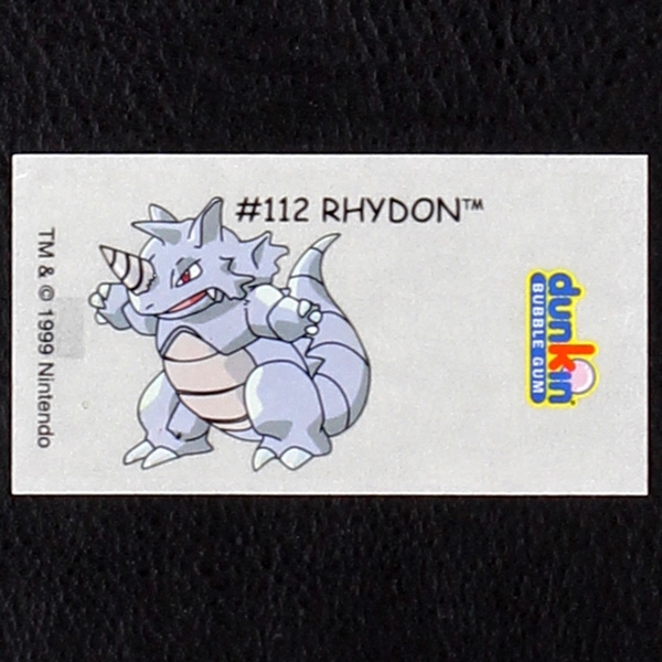 Rhydon Pokemon 1999 No. 112 dunkin Bubble Gum Sticker