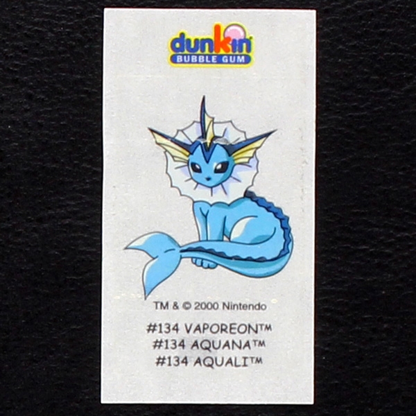 Vaporeon Pokemon 1999 No. 134 dunkin Bubble Gum Sticker