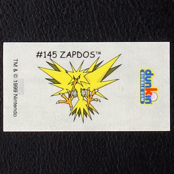 Zapdos Pokemon 1999 No. 145 dunkin Bubble Gum Sticker
