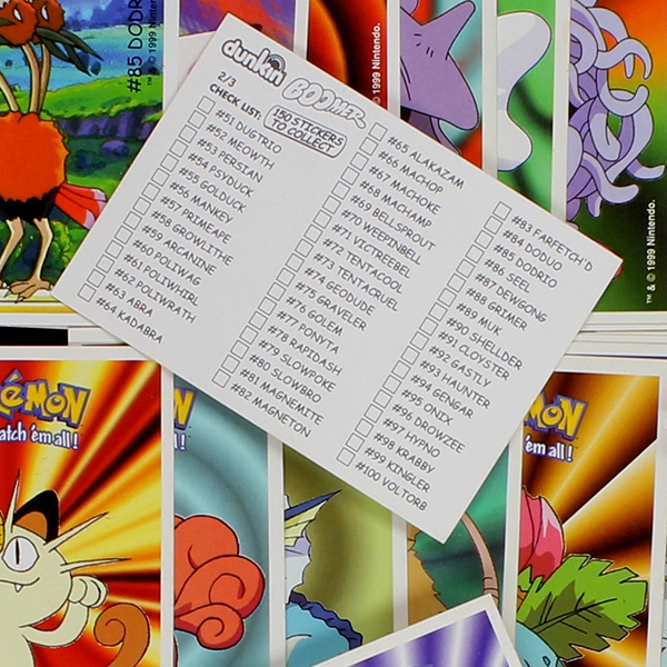 Pokemon 1999 dunkin Boomer 42 Kaugummi Bilder