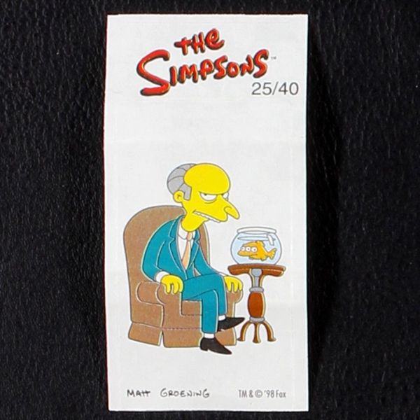 The Simpsons No. 25 Fleer Bubble Gum Sticker