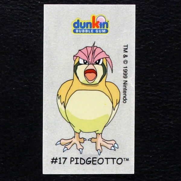 Pidgeotto Pokemon 1999 No. 17 dunkin Bubble Gum Sticker