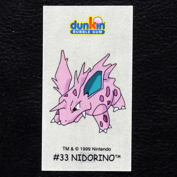 Nidorino Pokemon 1999 No. 33 dunkin Bubble Gum Sticker