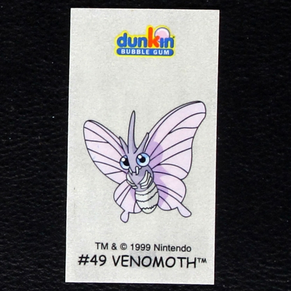 Venomoth Pokemon 1999 No. 49 dunkin Bubble Gum Sticker